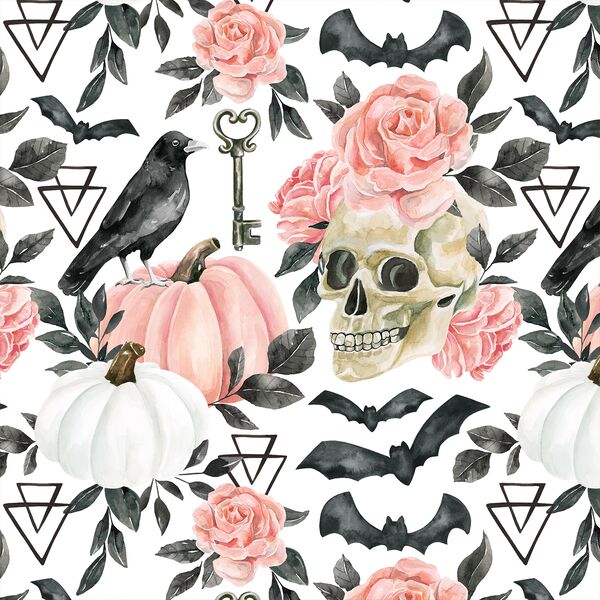 Halloween Floral in White