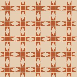 Pieced Christmas Stars in Rust Red on Custard
