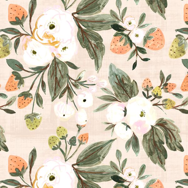 Strawberry Floral Clusters in Vintage Blush