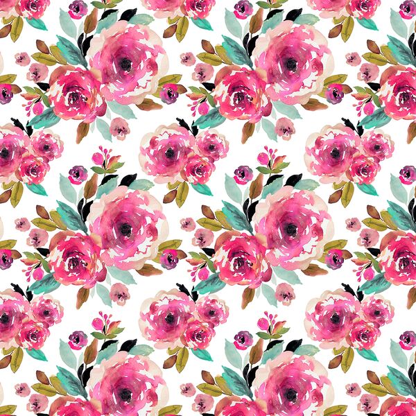 Little Roselynn Floral in Magenta on White