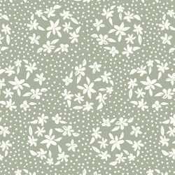 Floral Dot Silhouette in Ivory on Thyme Green