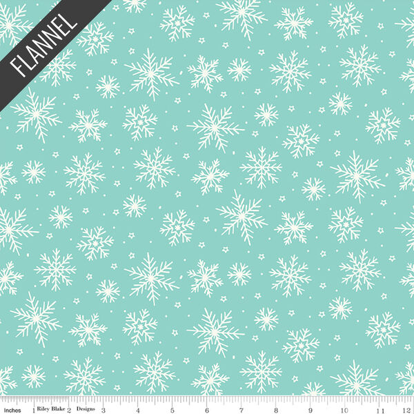 Snowflakes Flannel in Aqua