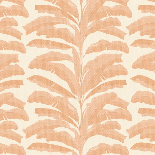 Palm in Coral on Light Cream
