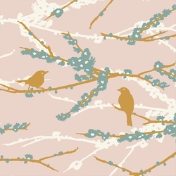 Aviary Sparrows in Pink Cloud
