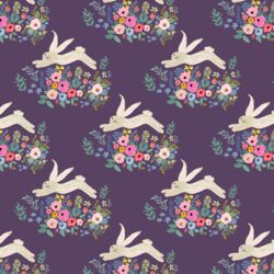 Little Bunny and Blooms in Aubergine