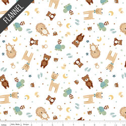 Animal Toss Baby Boy Flannel in White