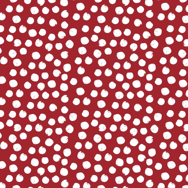 Large Painted Dot in White on Berry Red