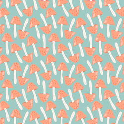 Tossed Toadstools in Aqua Sky