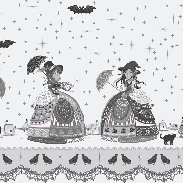 Witches Promenade Border in Noir