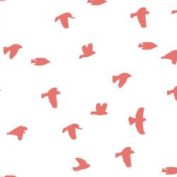 Flock Silhouette in Living Coral on White