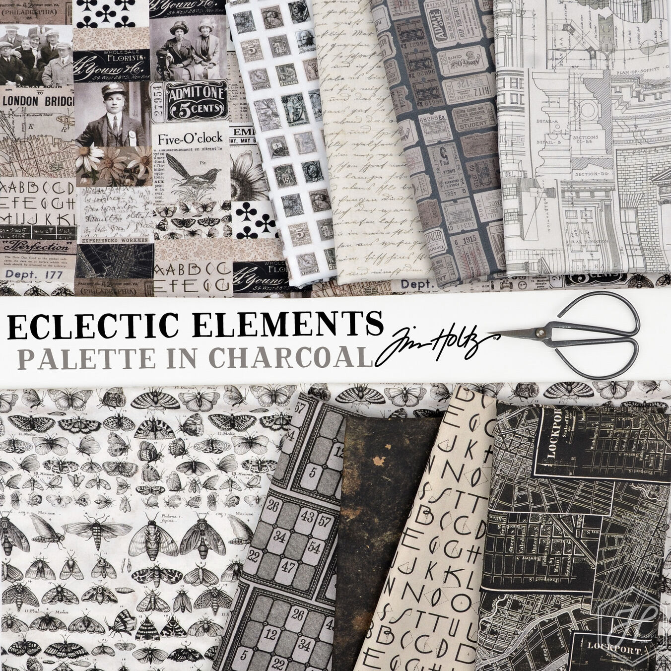 Eclectic Elements Palette in Charcoal Poster Image