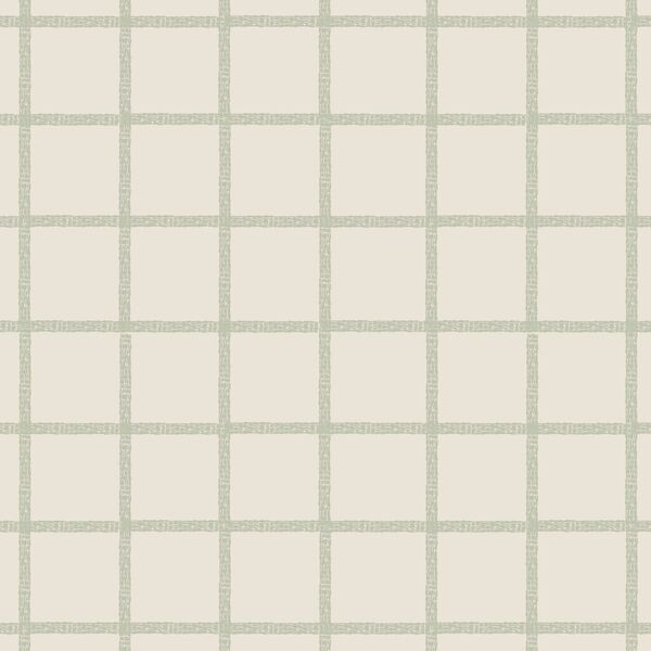 Stitched Grid in Sage on Cream