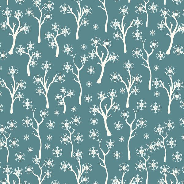 Winter Trees in Cloudy Blue