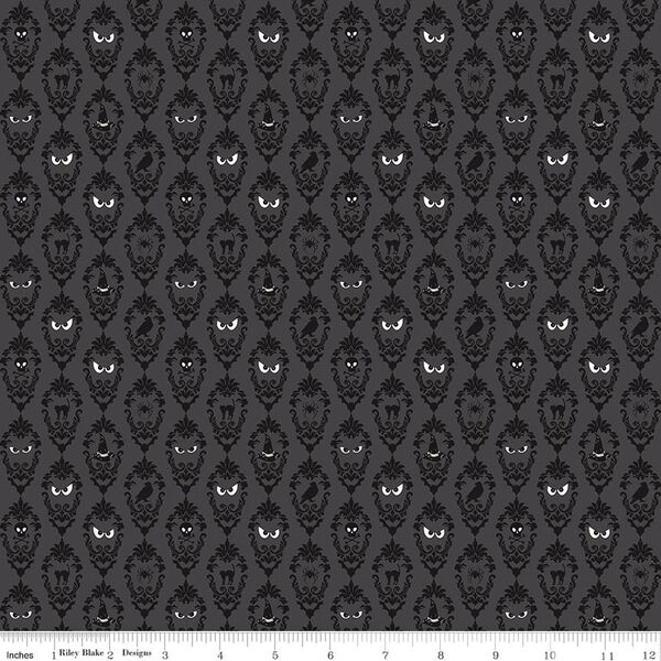 Damask in Charcoal Glow in the Dark