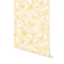 Floral Sketch in Lemon on Cream