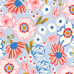 Large Charleston Florals in Periwinkle Sky