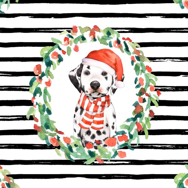 Holiday Wreath in Black Stripes