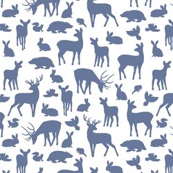 Forest Friends in Azurite on White