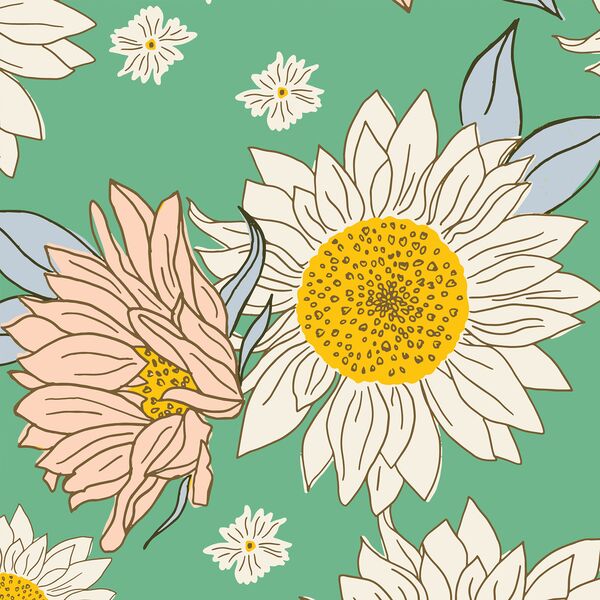 Large Sunflowers in Teal