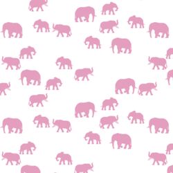 Elephant Silhouette in Begonia on White