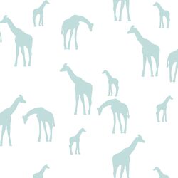 Giraffe Silhouette in Glacier Blue on White