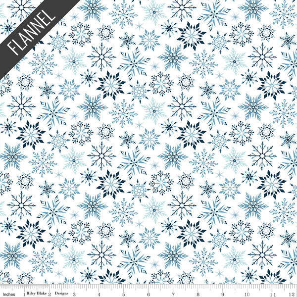 Winter Magic Snowflakes Flannel in White