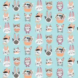 Easter Cats in Aqua