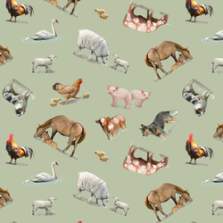 Barnyard Animals in Basil Green