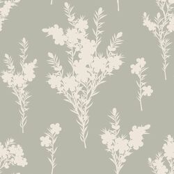 Blooming Branches in Cream on Soft Olive