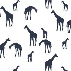 Giraffe Silhouette in Eclipse in White