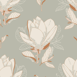 Magnolias in Soft Olive