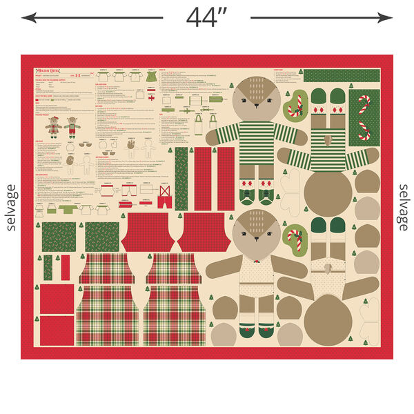 Reindeer Stuffies Panel in Natural