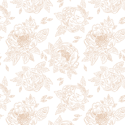 Sketched Peony in Golden Road on White