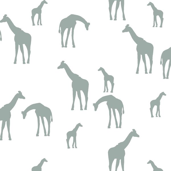 Giraffe Silhouette in Eucalyptus in White