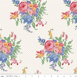 Floral Pindot in Ivory