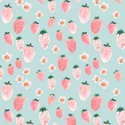 Strawberry Blossom in Soft Aqua