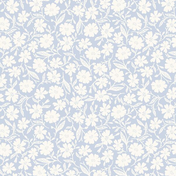 Sweet Blooms in Ancient Water Blue on Ivory