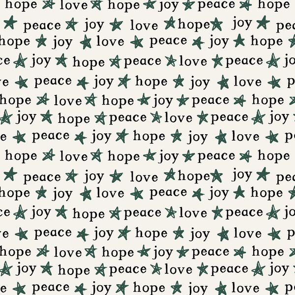 Peace Love Hope and Joy in Pine Needle on Bone