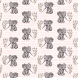 Little Baby Elephant on Stripes in Soft Blush