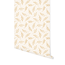 Leaves in Ochre on Cream