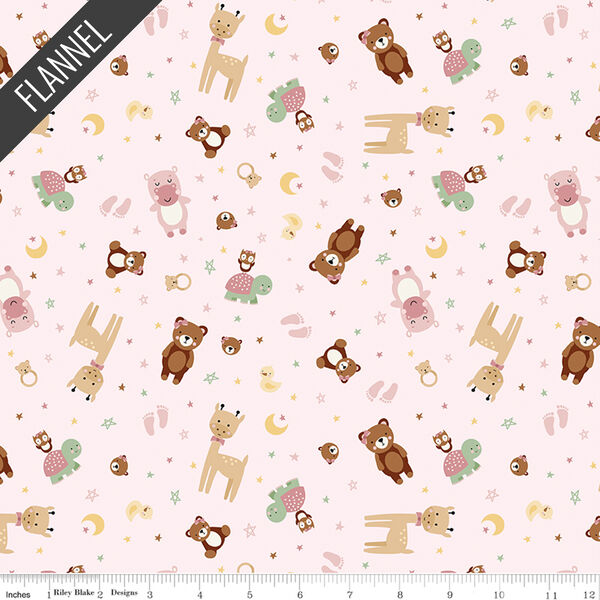 Animal Toss Baby Girl Flannel in Pink