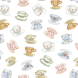 Tossed Tea Cups in White