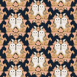 Owl Damask in Winter Night