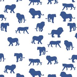 Lion Silhouette in Blue Jay on White