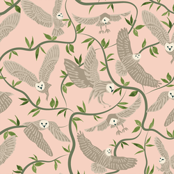 Woodland Owls in Sunrise Pink