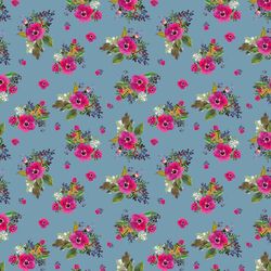 Small Jungle Floral in Blue Mist