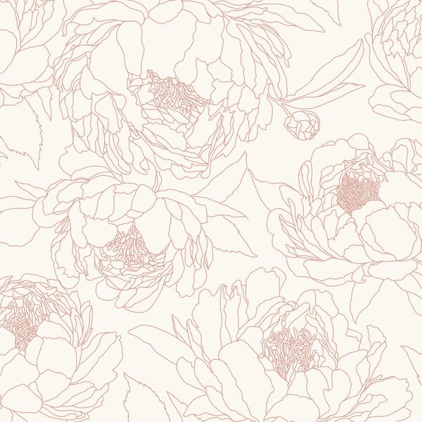 Large Sketched Garden in Vintage Pink on Alabaster
