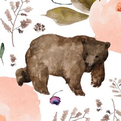 Large Floral Bear in White