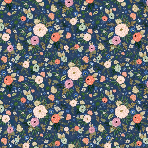 Small Deco Floral in Indigo Blue