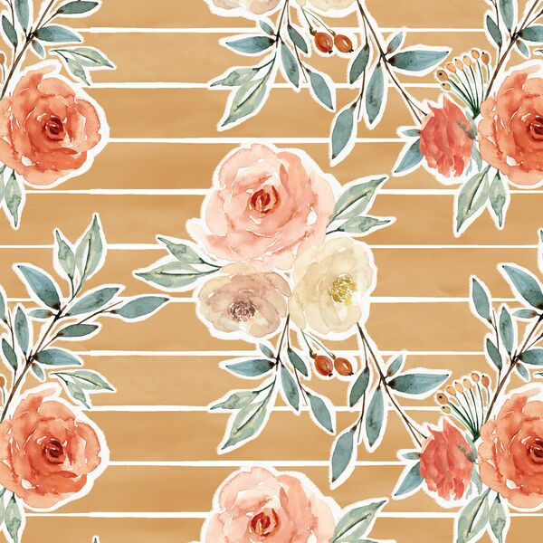 Ardent Floral Stripe in Golden Mustard Wash